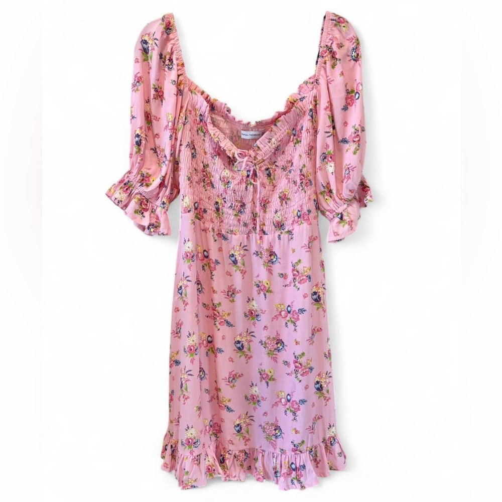 Faithfull the Brand pink floral midi mini sun dress wedding summer travel party